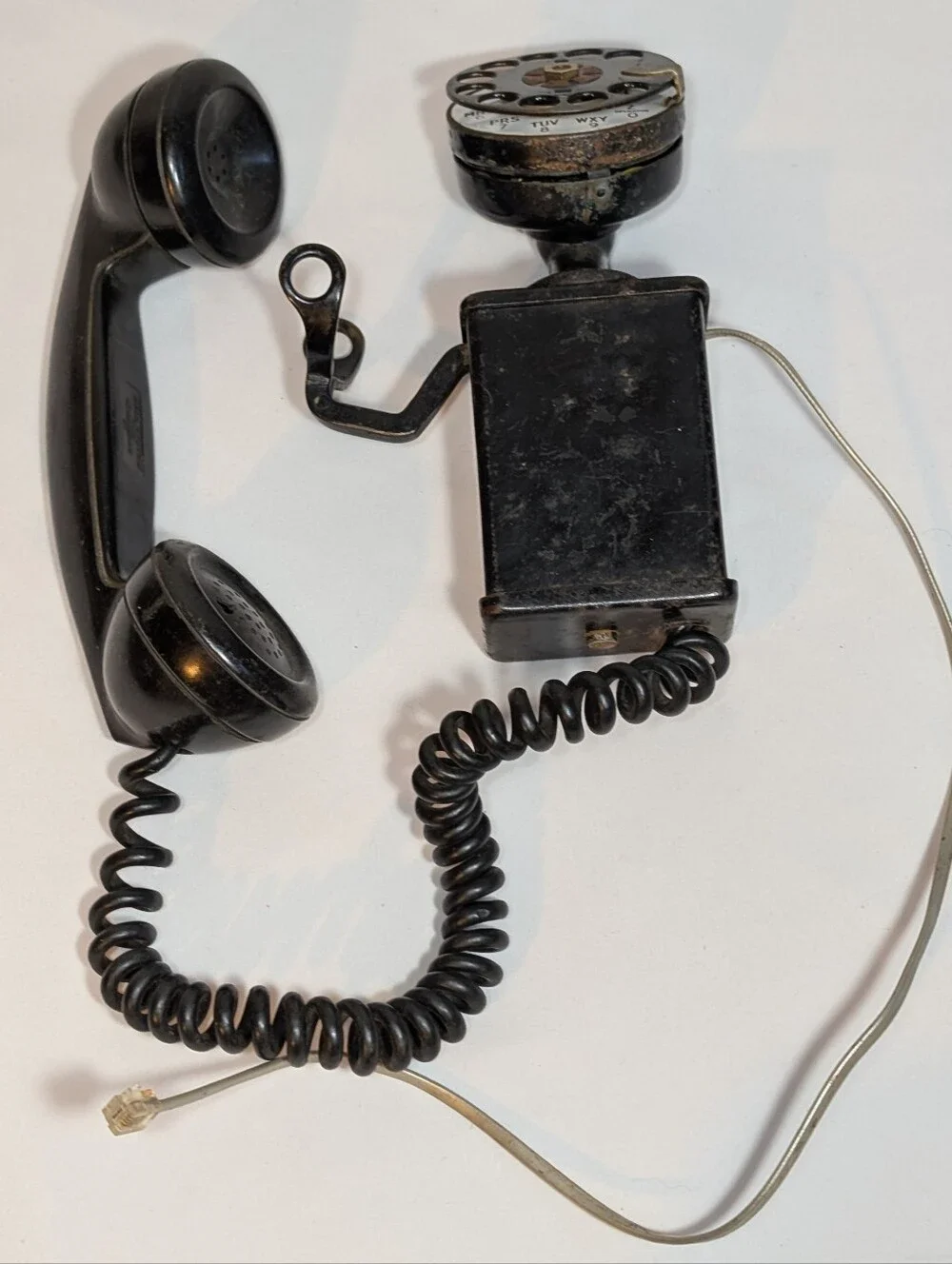 Antique Western Electric Black Rotary Dial Space Saver Wall Mount Phone C1 VTG